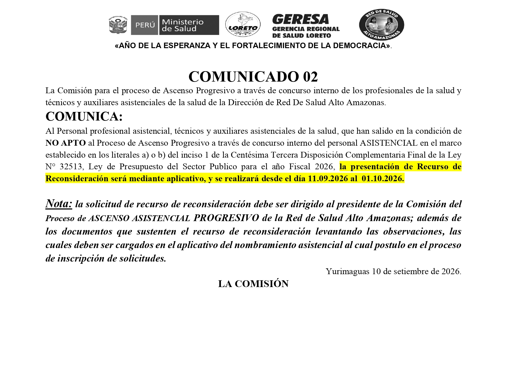 COMUNICADO 2
